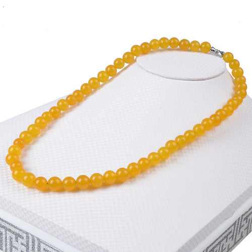 Beaded Yellow Jade Semi-Precious Stone Necklace