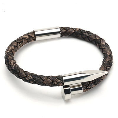 Rustic Leather Nail Bracelet