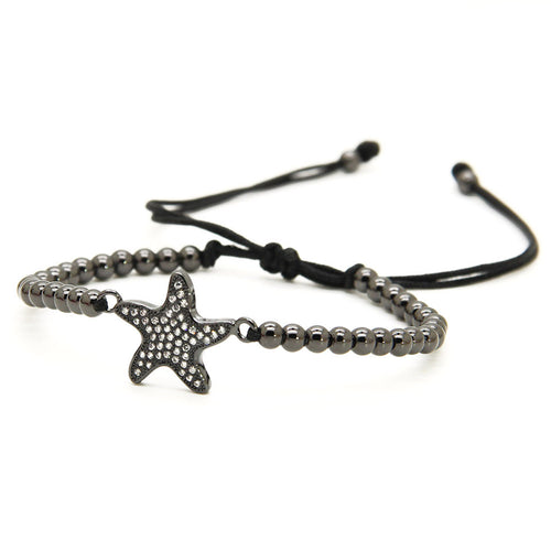 Star Fish Macrame Gun Metal Bracelet