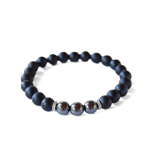 Onyx bracelet, hematite beads, matte black onyx, beads bracelet, healing power beads, healing stones, Jewel Paris