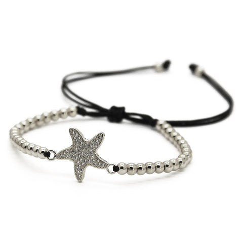Star Fish Macrame Silver Bracelet